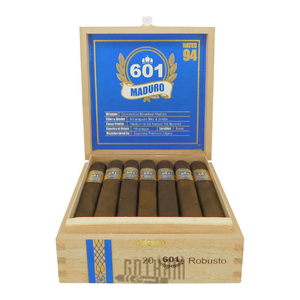 601 Blue Label Maduro Robusto open box