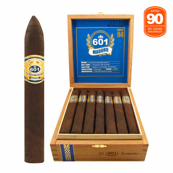 601 Blue Label Maduro Torpedo Open Box and Stick