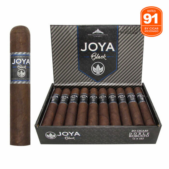 Joya Black Doble Robusto Open Box and Stick