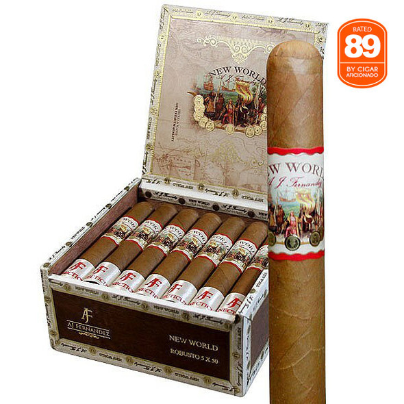 AJ Fernandez New World Connecticut Robusto open box and stick