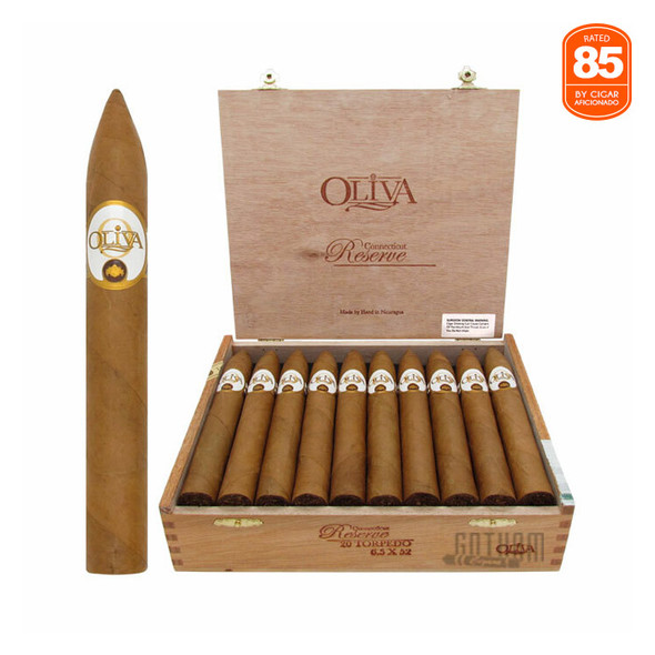 Oliva Connecticut Reserve Torpedo Open Box and Stick