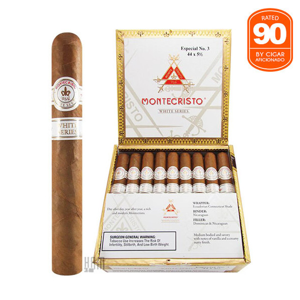 Montecristo White Especial No. 3 open box and stick